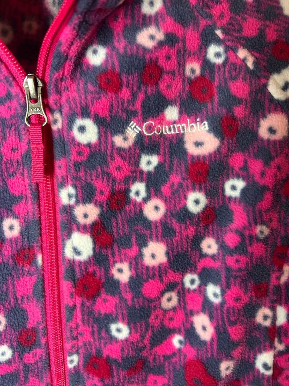 Columbia Girls 14/16 Pink Floral Fleece Full Zip Jacket Youth Large - Picture 7 of 11